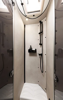 Twin bedroom with bathroom and shower